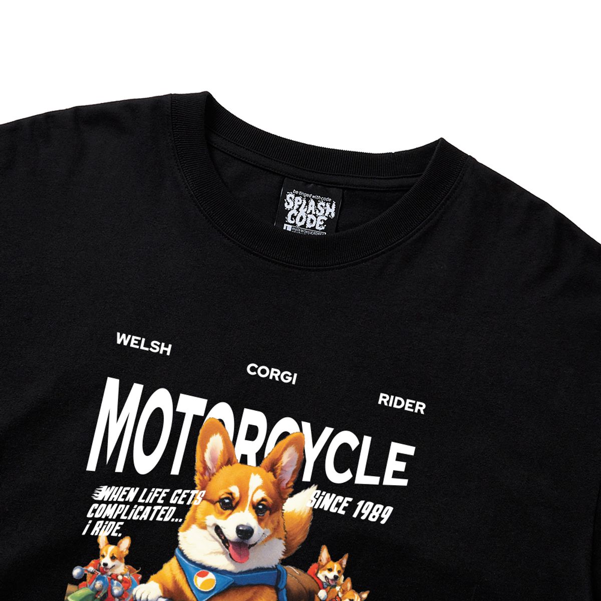 스플래시코드(SPLASHCODE) 롱슬리브 블랙 - 코기 라이더(Corgi Rider)