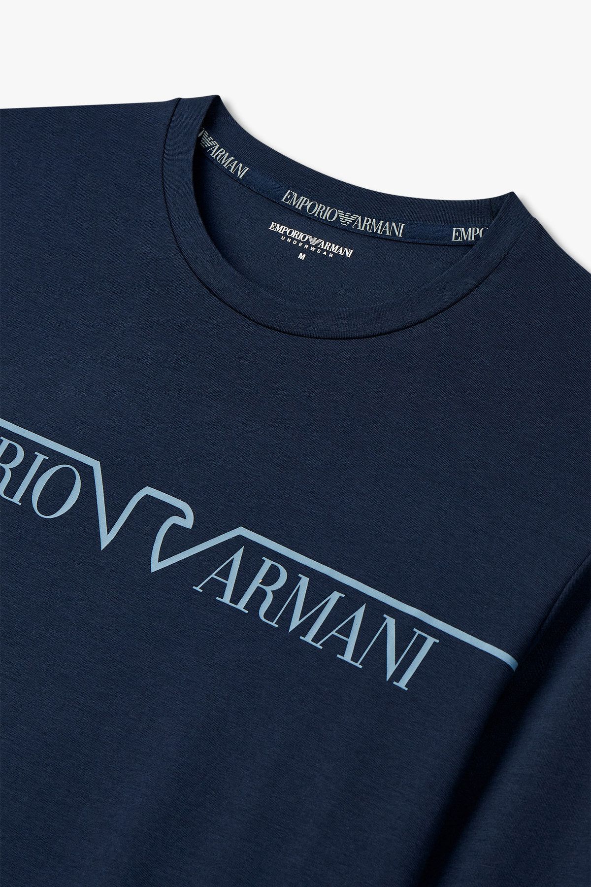 엠포리오 아르마니 언더웨어(EMPORIO ARMANI UNDERWEAR) 남성 이글 라인 로고 라운지 티셔츠_마린 0814336004