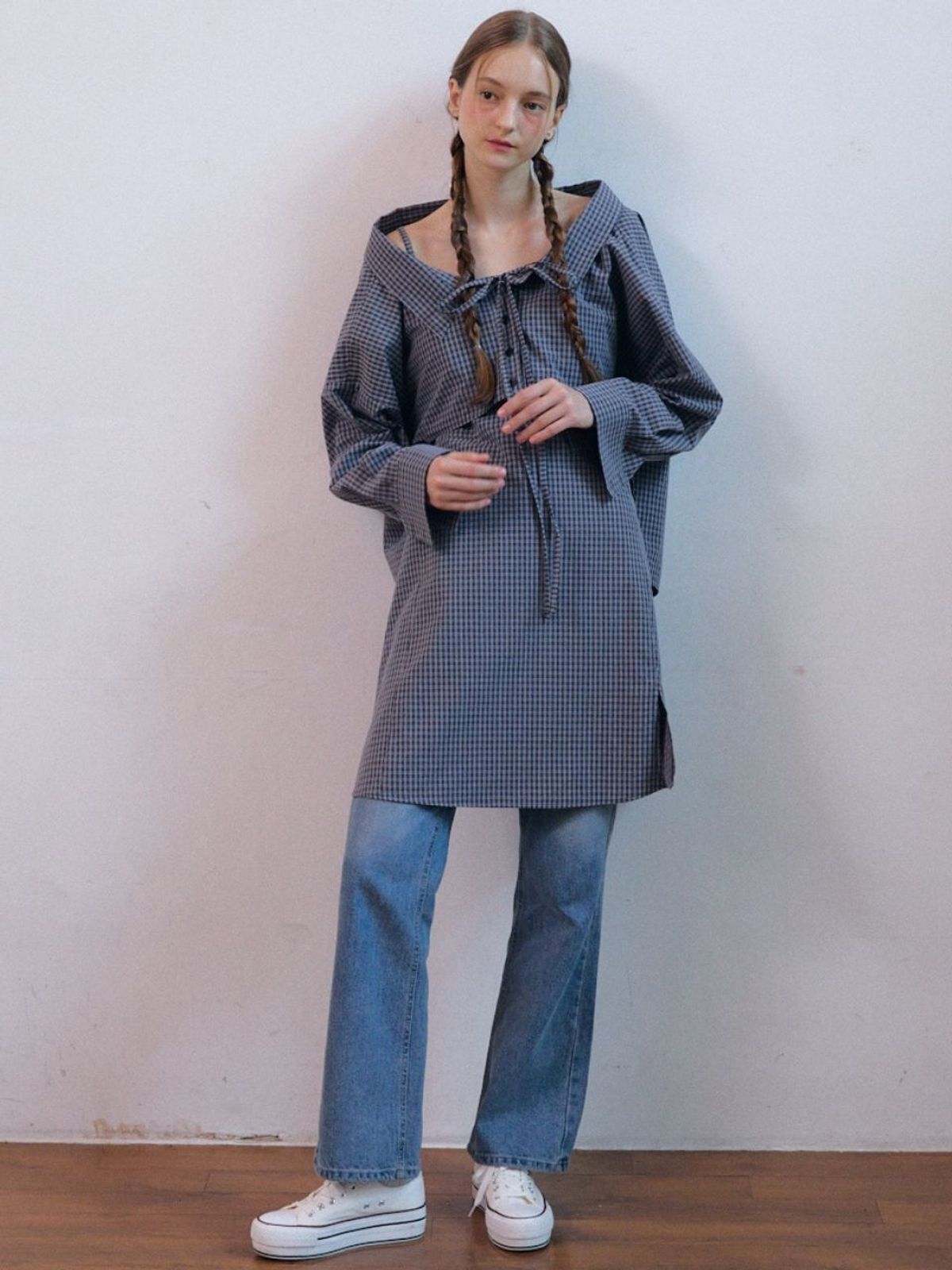 패브릭서울(FABRICSEOUL) sweet slip frill mini dress_grey check