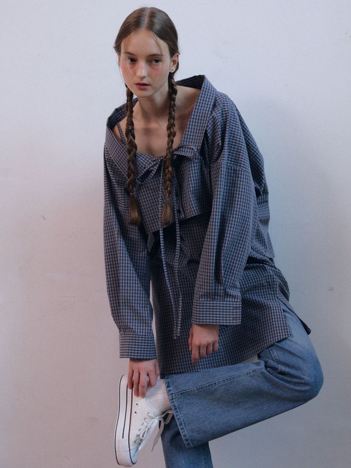 패브릭서울(FABRICSEOUL) sweet slip frill mini dress_grey check