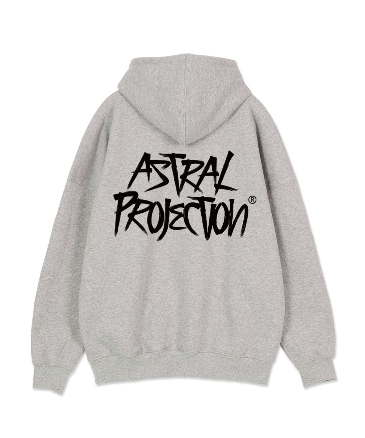 아스트랄 프로젝션(ASTRAL PROJECTION) 그래피티 레터링 오버핏 와이드 숄더 후디_멜란지