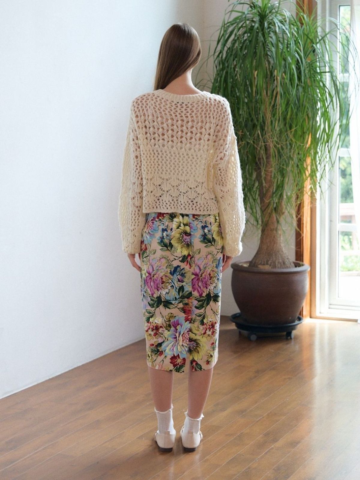 패브릭서울(FABRICSEOUL) flower jacquard skirt_ivory