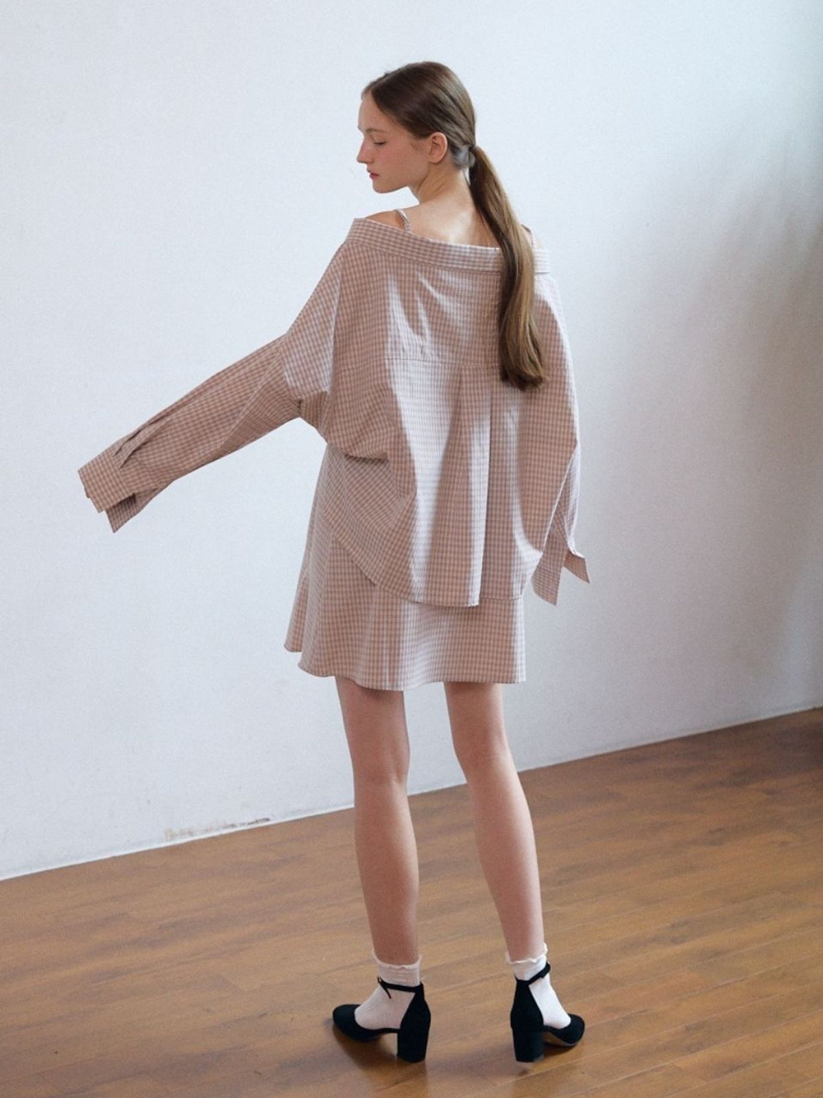 패브릭서울(FABRICSEOUL) sweet slip frill mini dress_beige check