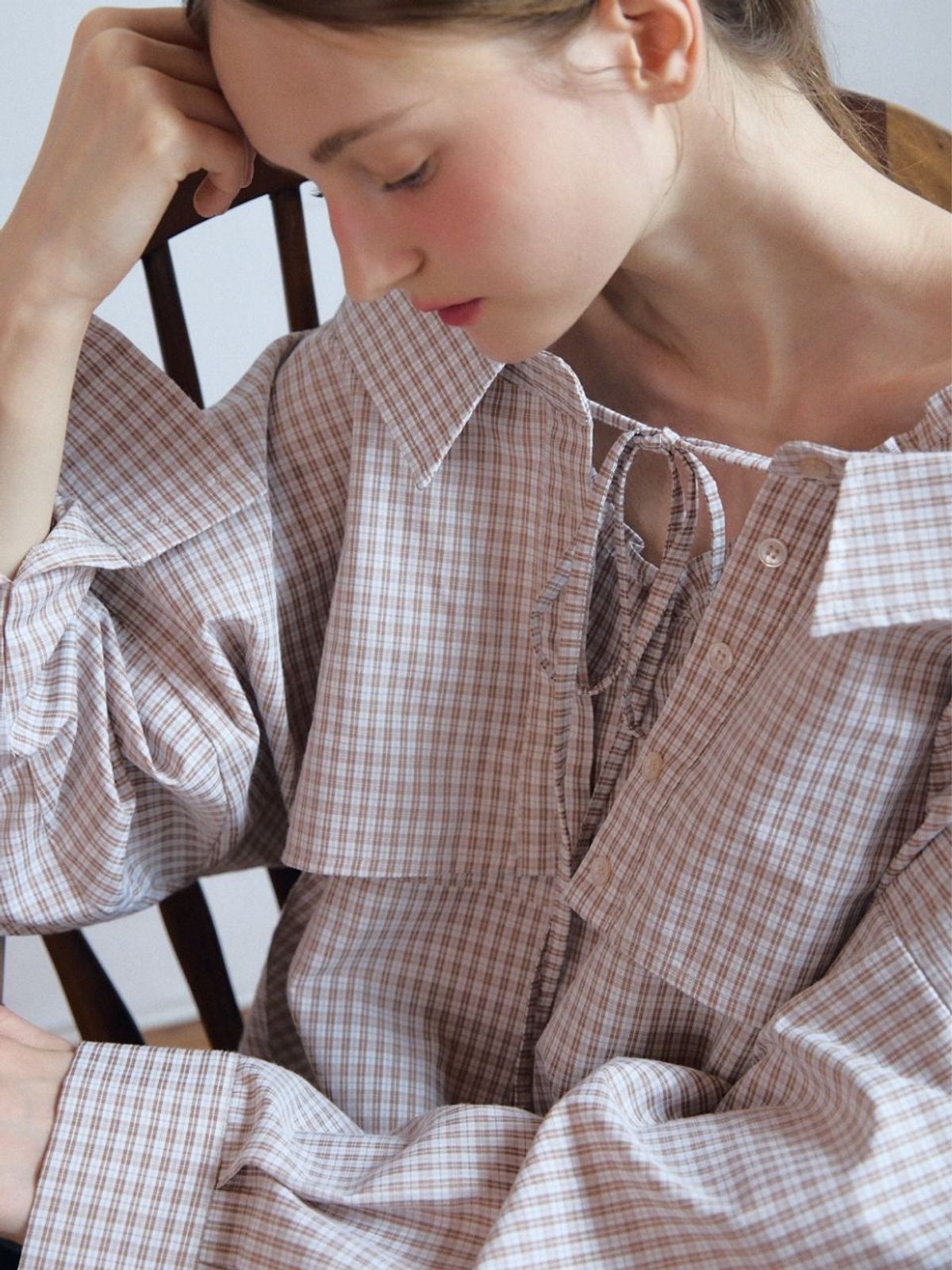 패브릭서울(FABRICSEOUL) sweet bolero shirts_beige check