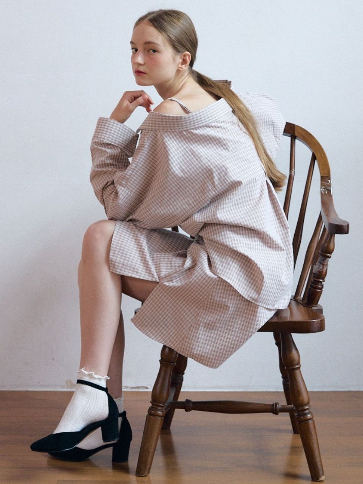 패브릭서울(FABRICSEOUL) sweet bolero shirts_beige check