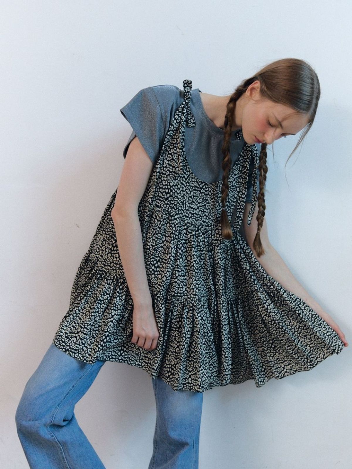 패브릭서울(FABRICSEOUL) leopard round mini dress_black