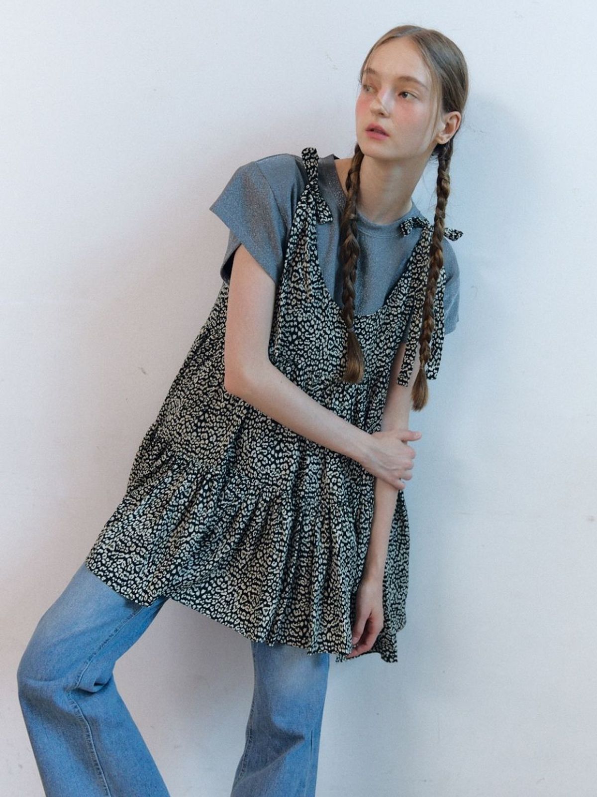 패브릭서울(FABRICSEOUL) leopard round mini dress_black