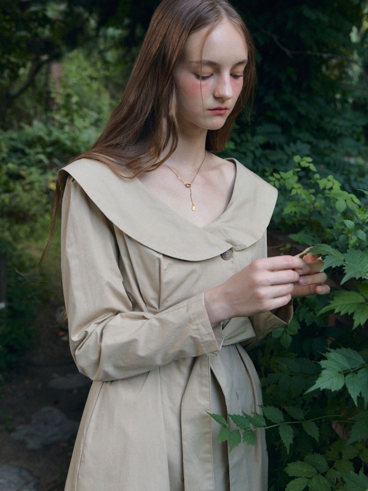 패브릭서울(FABRICSEOUL) off shoulder trench dress jacket_beige