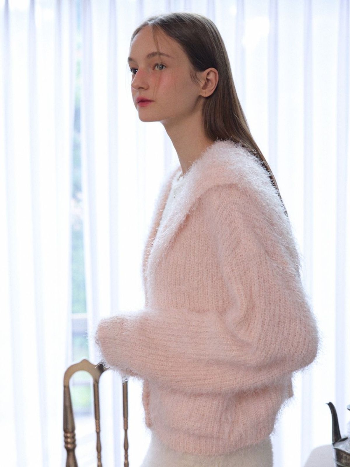 패브릭서울(FABRICSEOUL) Sailor Collar Knit Cardigan_pink