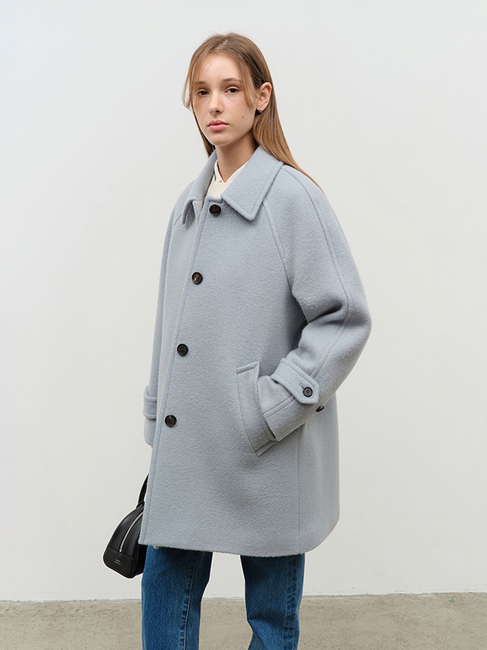 MUSINSA | DUNST FOR WOMEN ALPACA HALF MAC COAT GREYISH