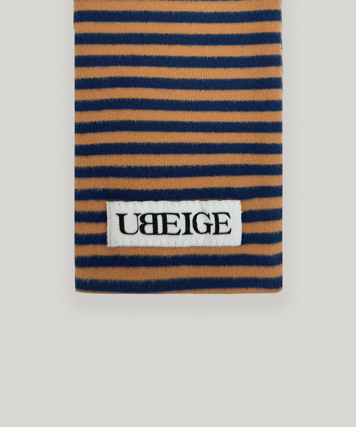 유베이지(UBEIGE) 스트라이프 플리스 머플러 (Orange/Navy)
