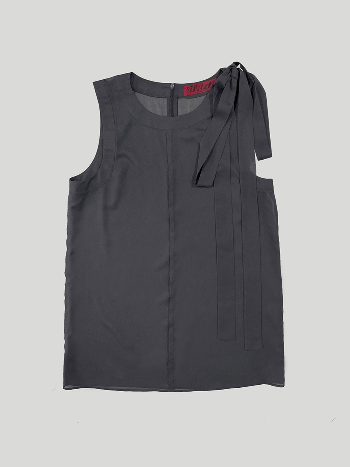 스틸레써디(STILLLETHARDY) RIBBON MINI DRESS: CHARCOAL