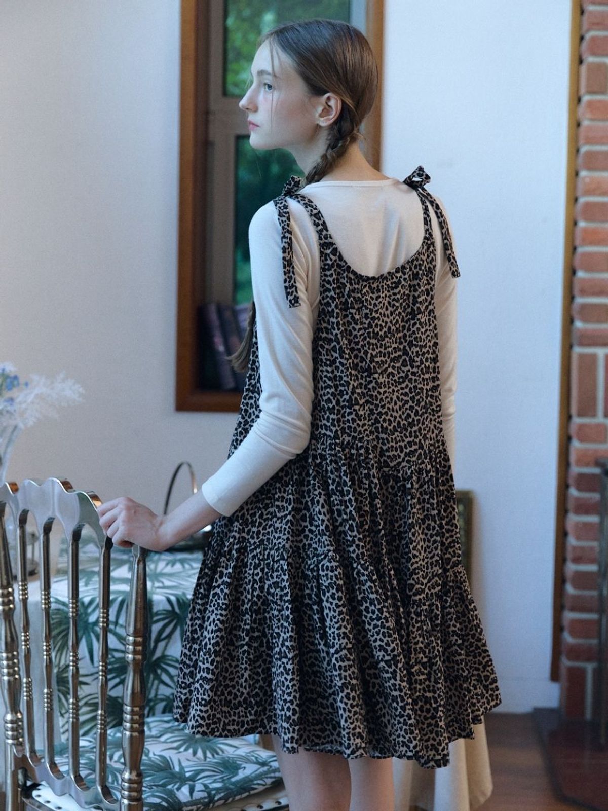 패브릭서울(FABRICSEOUL) leopard round mini dress_brown