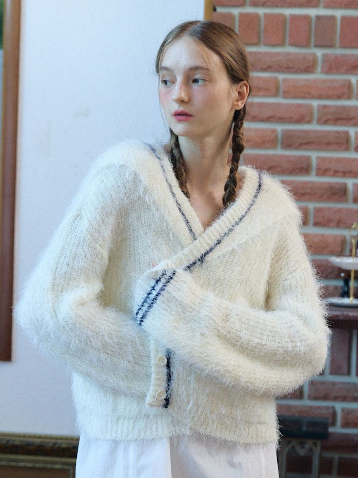패브릭서울(FABRICSEOUL) Sailor Collar Knit Cardigan_ivory