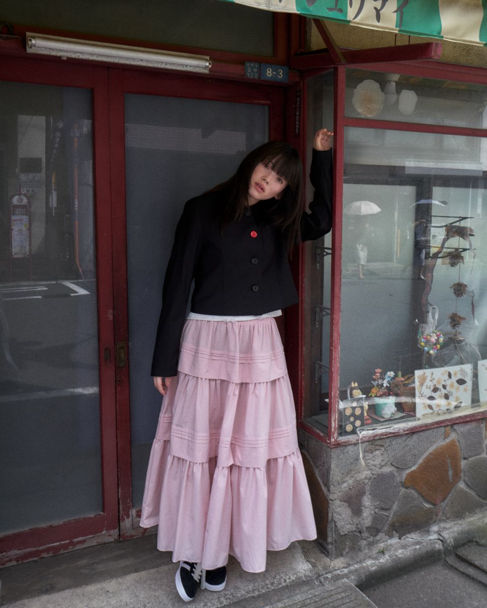 MUSINSA | LO AXUAL RED BUTTON PETER PAN COLLAR JACKET