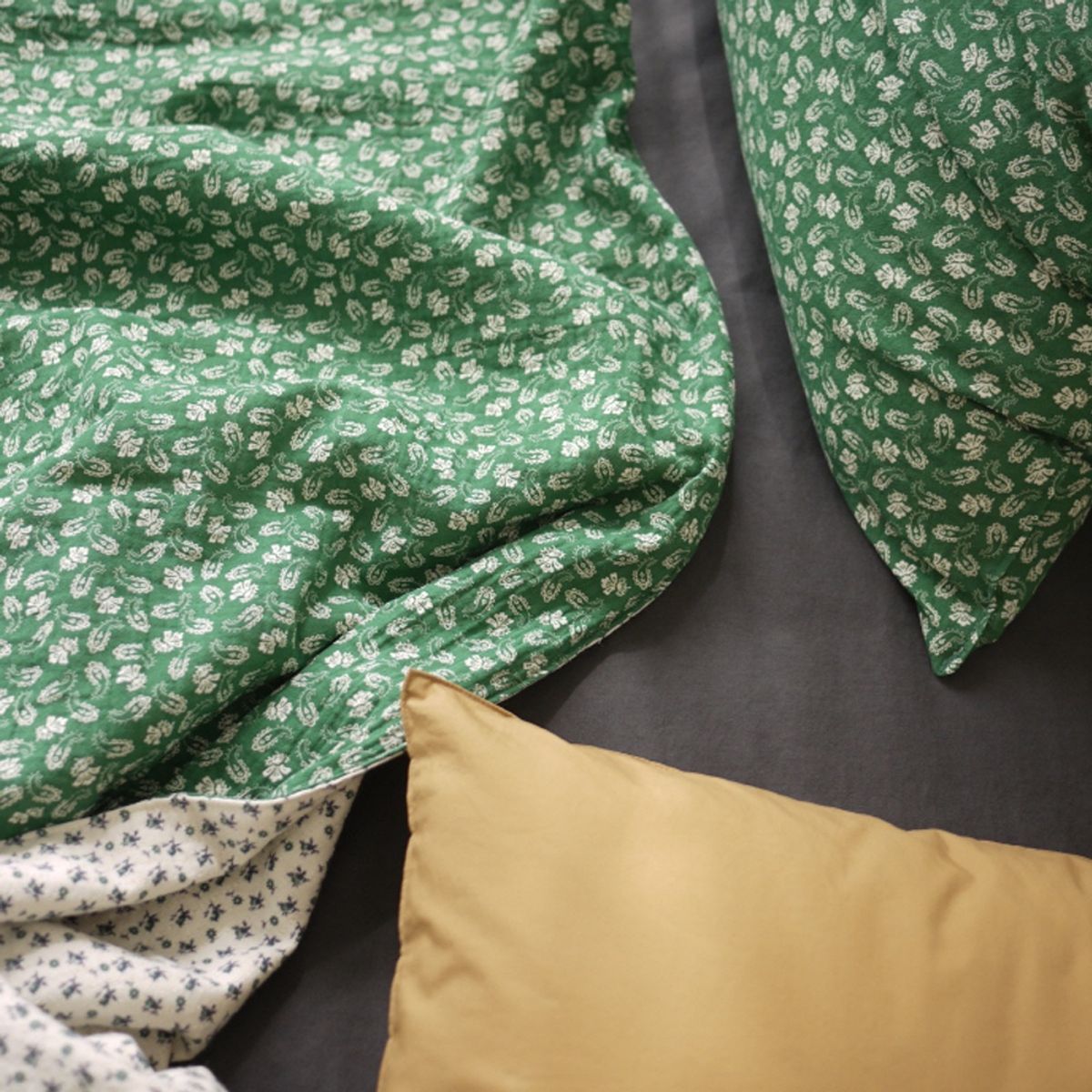 봄봄패브릭스(BOMBOM FABRICS) green paisely + flower / 4Layer gauze blanket, 4중 거즈 블랭킷, 여름이불