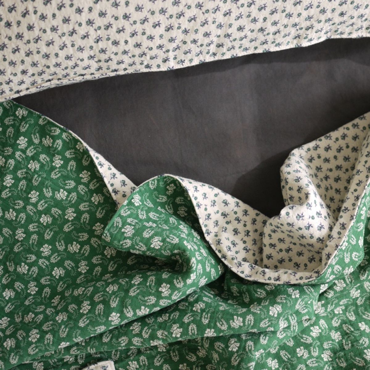 봄봄패브릭스(BOMBOM FABRICS) green paisely + flower / 4Layer gauze blanket, 4중 거즈 블랭킷, 여름이불
