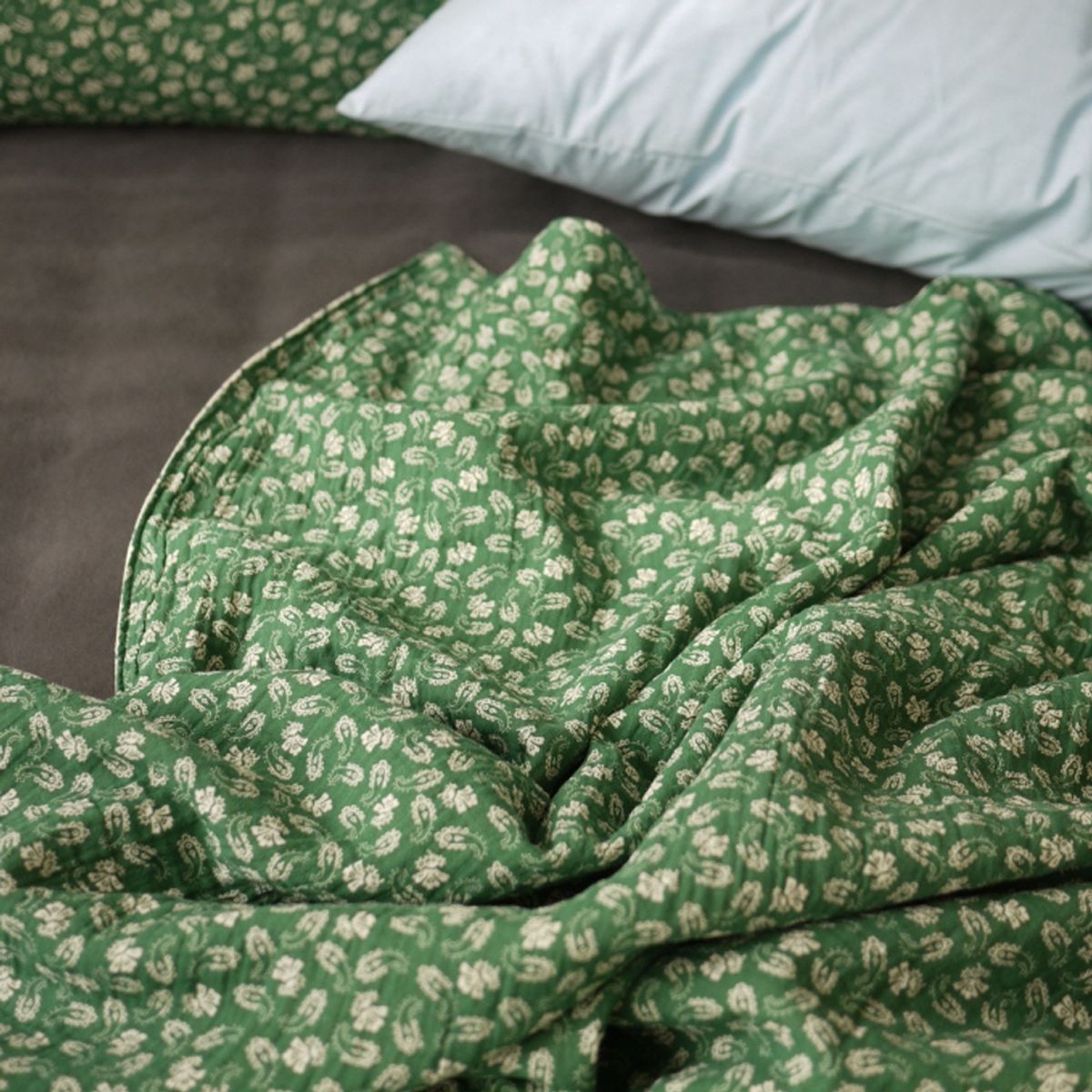 봄봄패브릭스(BOMBOM FABRICS) green paisely + flower / 4Layer gauze blanket, 4중 거즈 블랭킷, 여름이불