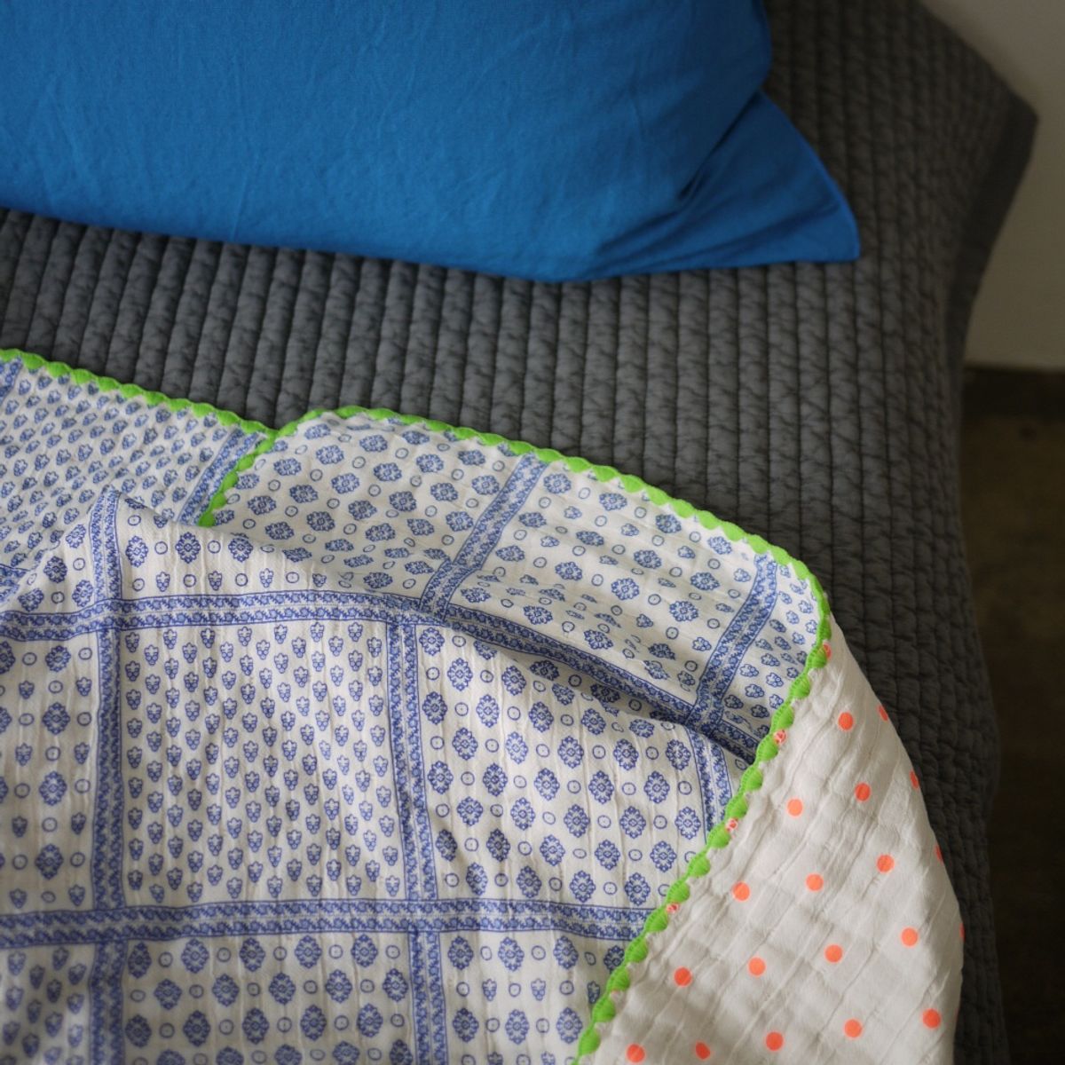 봄봄패브릭스(BOMBOM FABRICS) 4layer gauze blanket (neon orange dot), 4중 거즈 블랭킷