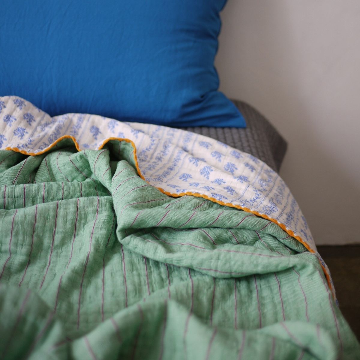 봄봄패브릭스(BOMBOM FABRICS) 4layer gauze blanket (blue+green), 4중 거즈 블랭킷