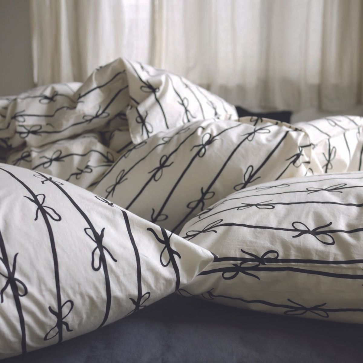 봄봄패브릭스(BOMBOM FABRICS) ribbon tape pillow case / 4colors