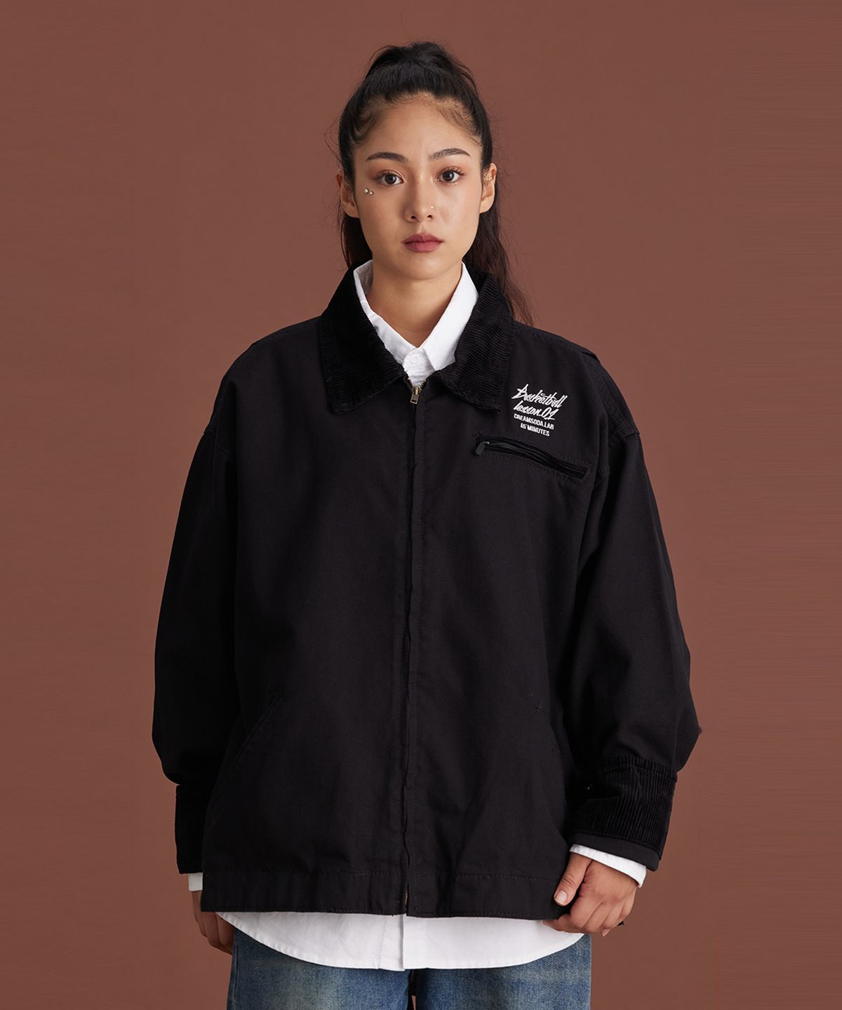 크림소다랩(CREAM SODA LAB) 캔버스 워크 자켓 블랙