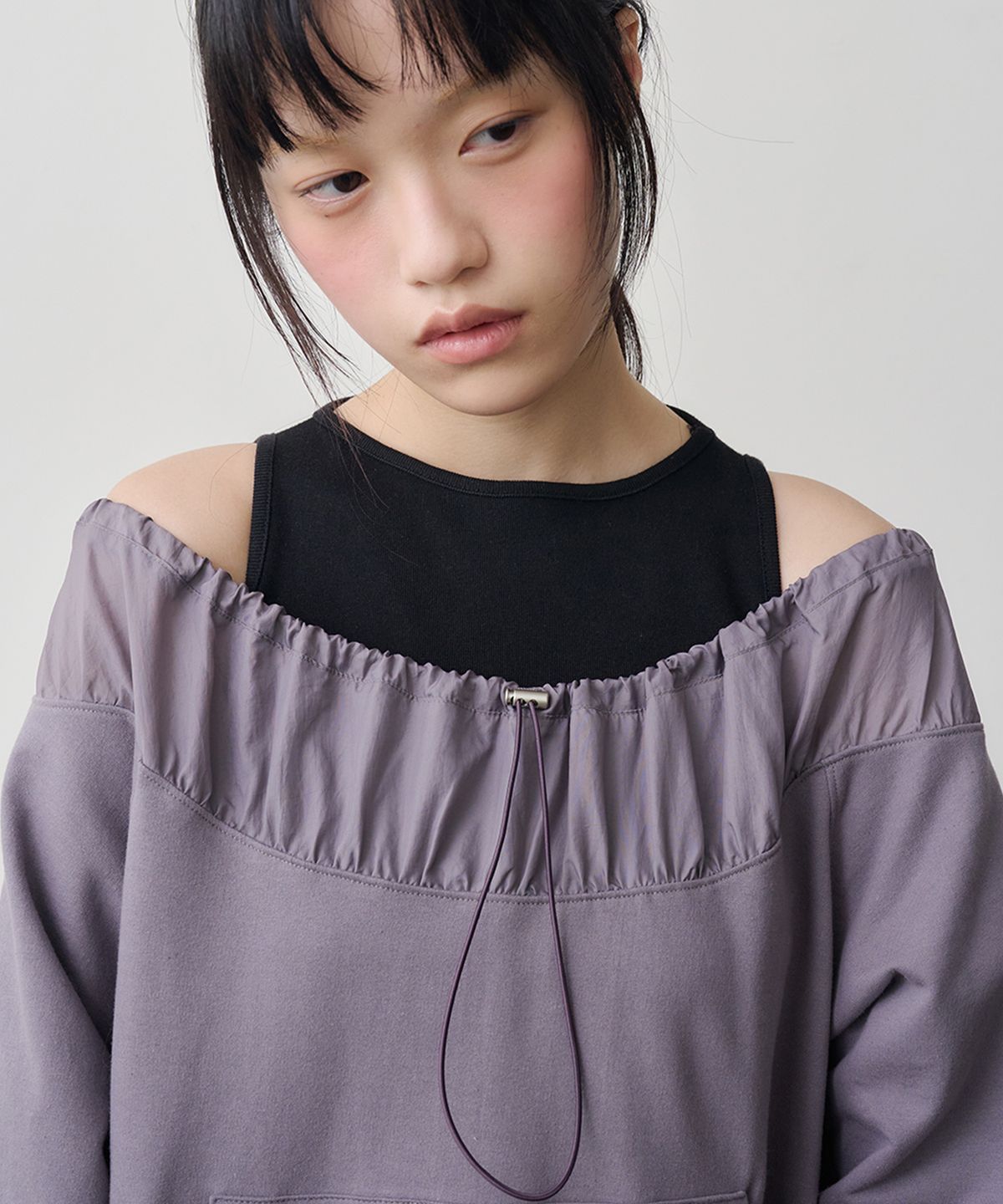 싹(SAKK) Nylon sports detail sweatshirts purple pott