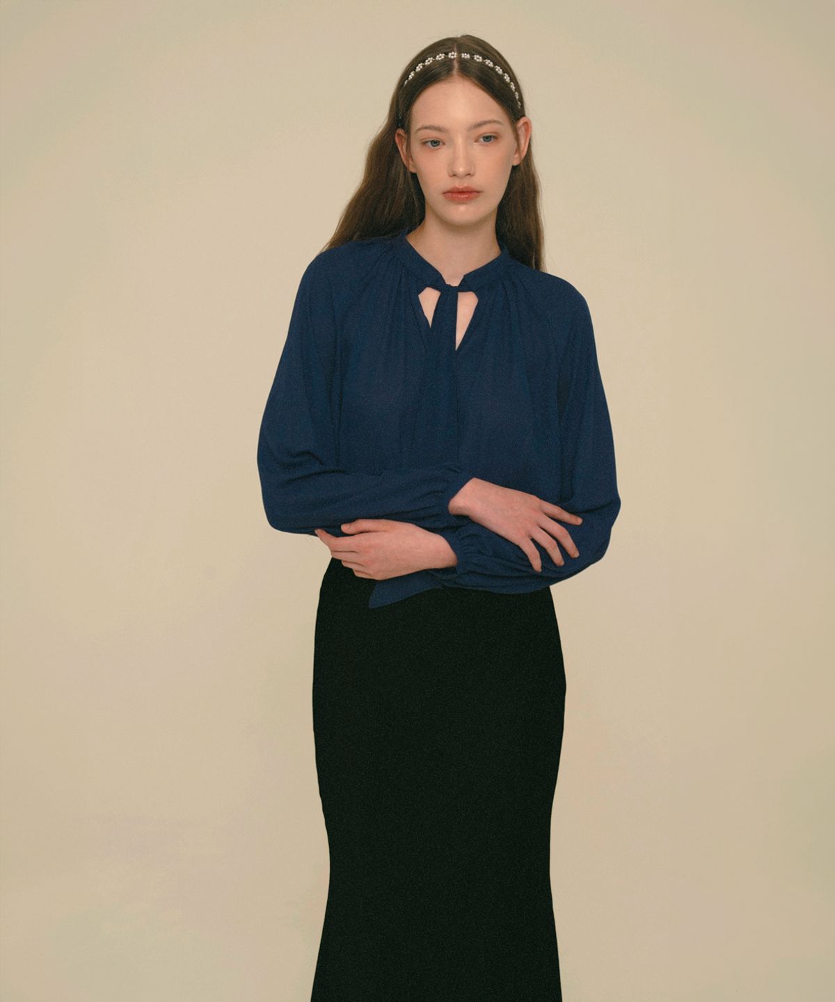아이스가든에이오공팔(ICE GARDEN A.508) Mermaid Maxi Satin Skirt_Black