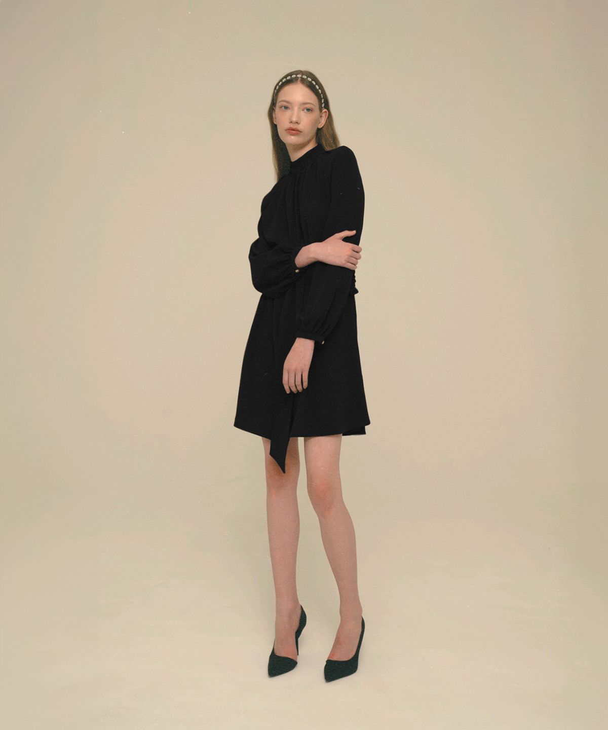아이스가든에이오공팔(ICE GARDEN A.508) Tie Scarf Dress_Black