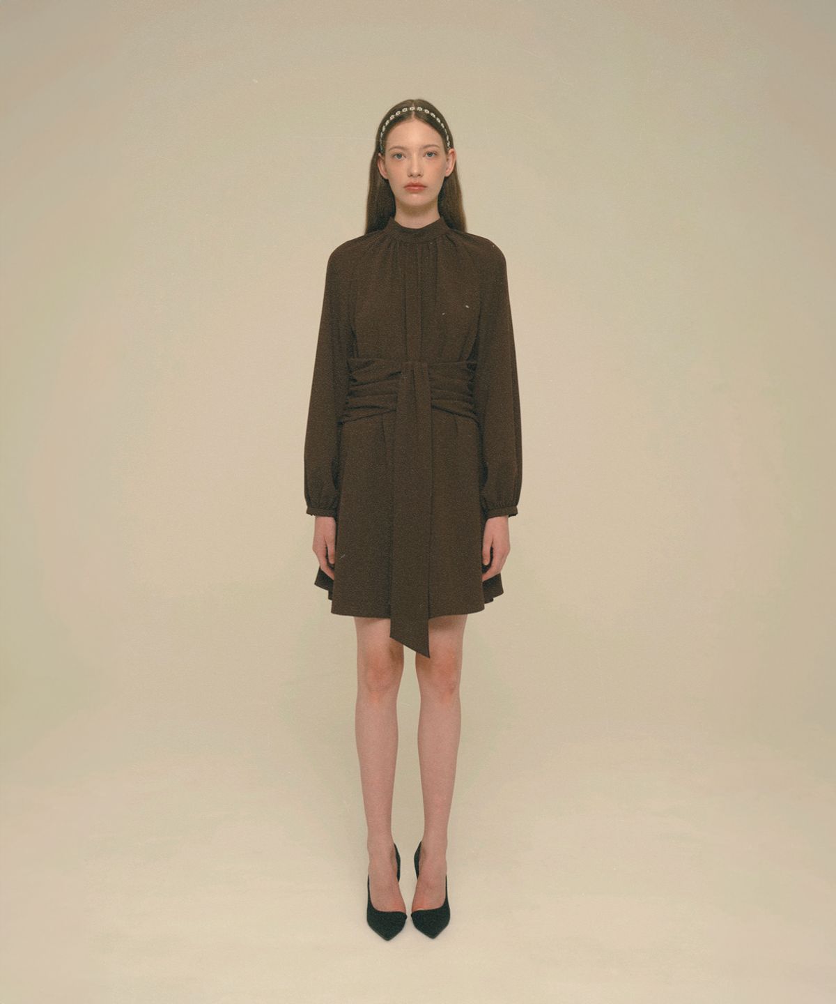 아이스가든에이오공팔(ICE GARDEN A.508) Tie Scarf Dress_Chestnut Brown