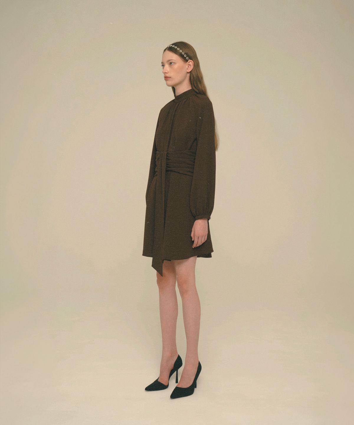 아이스가든에이오공팔(ICE GARDEN A.508) Tie Scarf Dress_Chestnut Brown