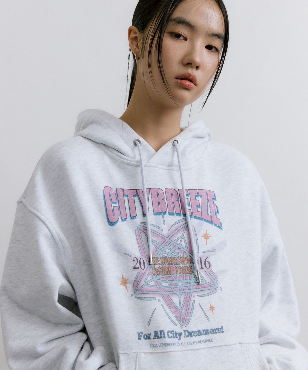 시티브리즈(CITYBREEZE) 에센셜 스타라이트 드림 후디_MELANGE WHITE
