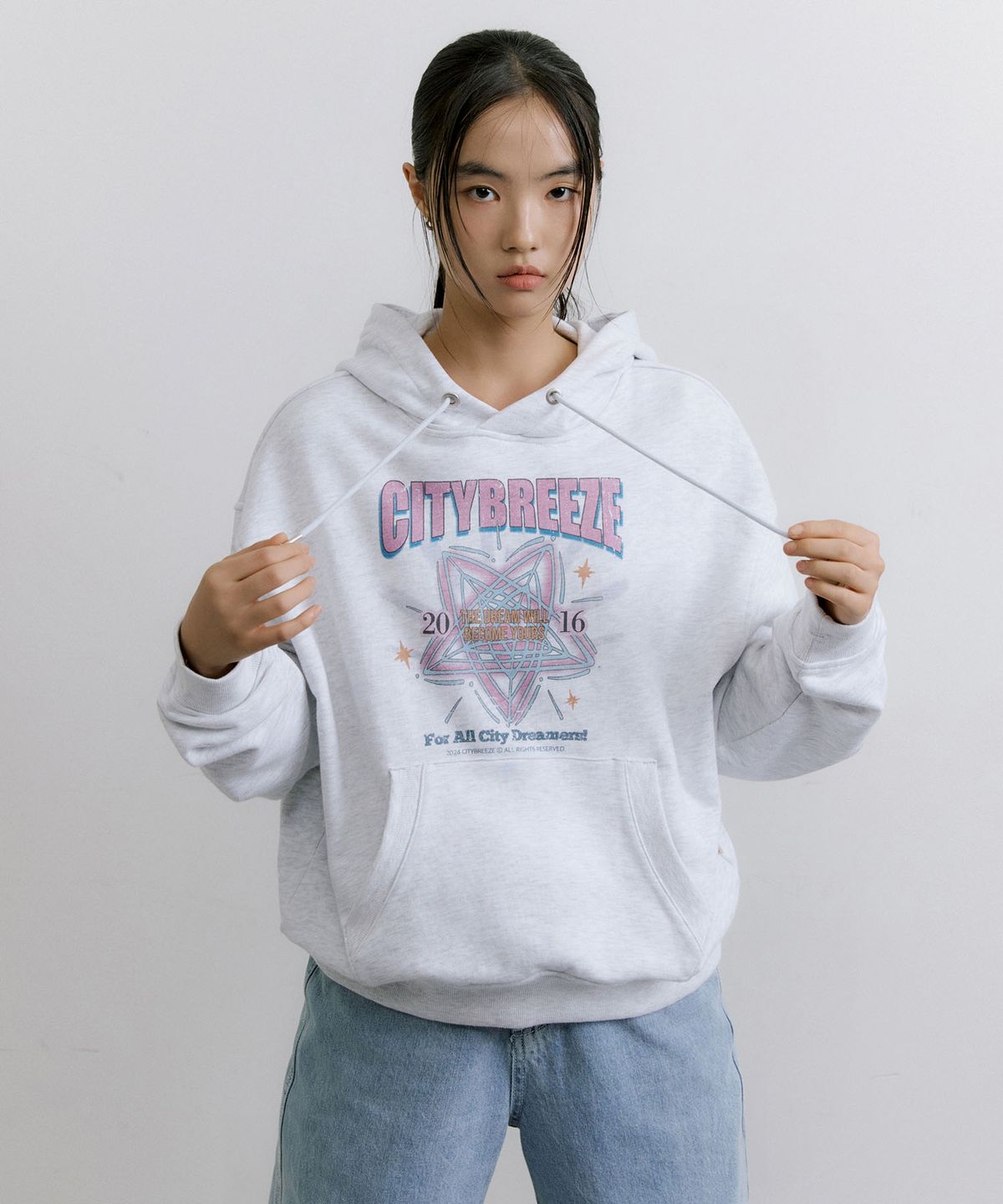 시티브리즈(CITYBREEZE) 에센셜 스타라이트 드림 후디_MELANGE WHITE