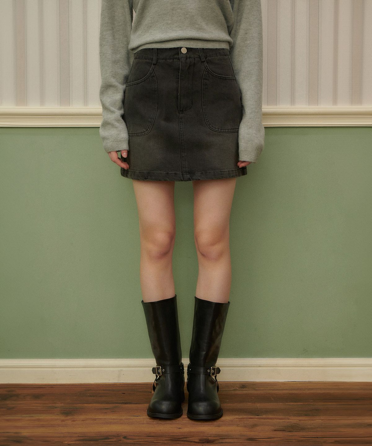 판도라핏(PANDORAFIT) Rain Denim Mini Skirt
