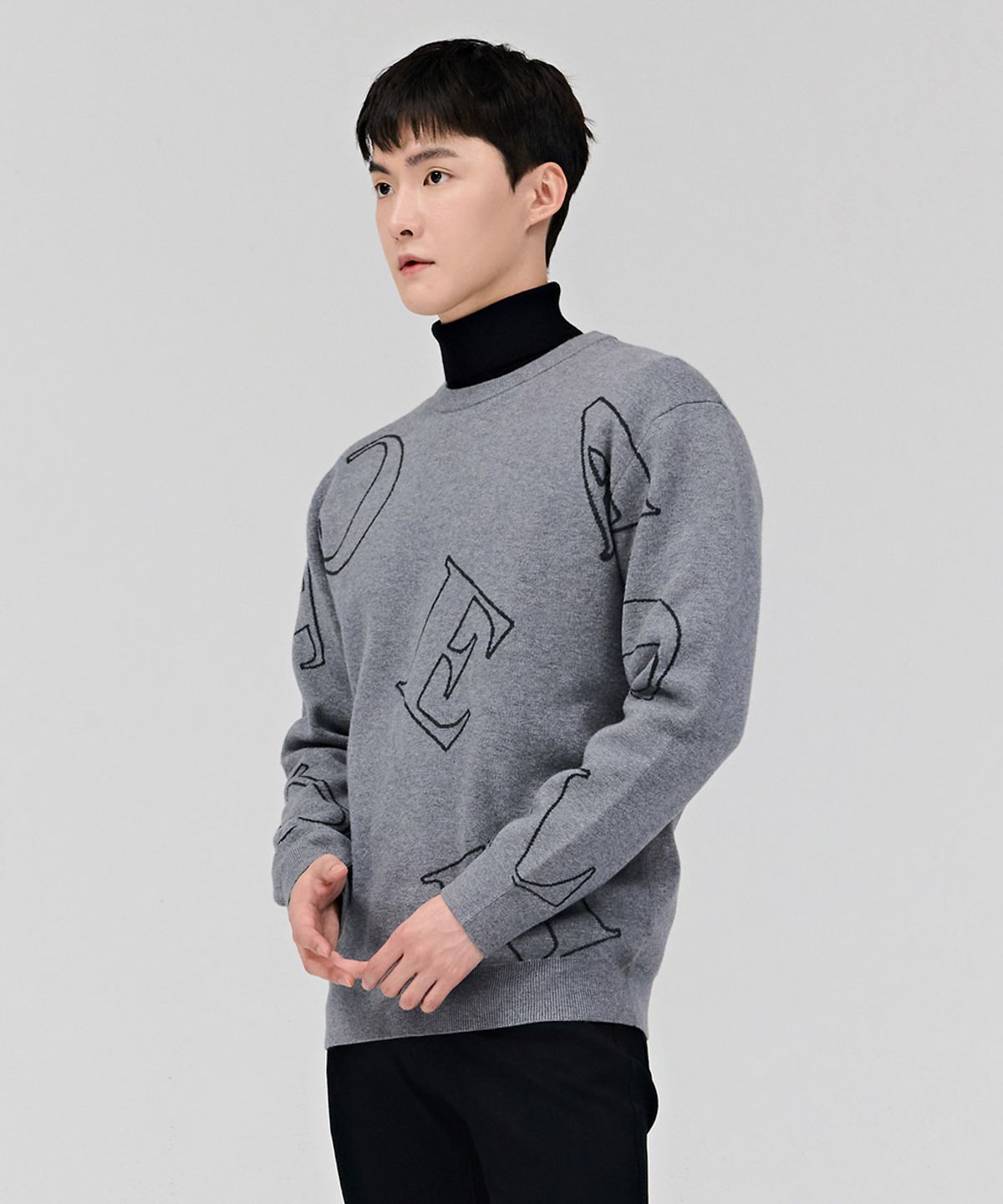 체이스컬트(CHASECULT) 남성 전판 레터링 스웨터-차콜