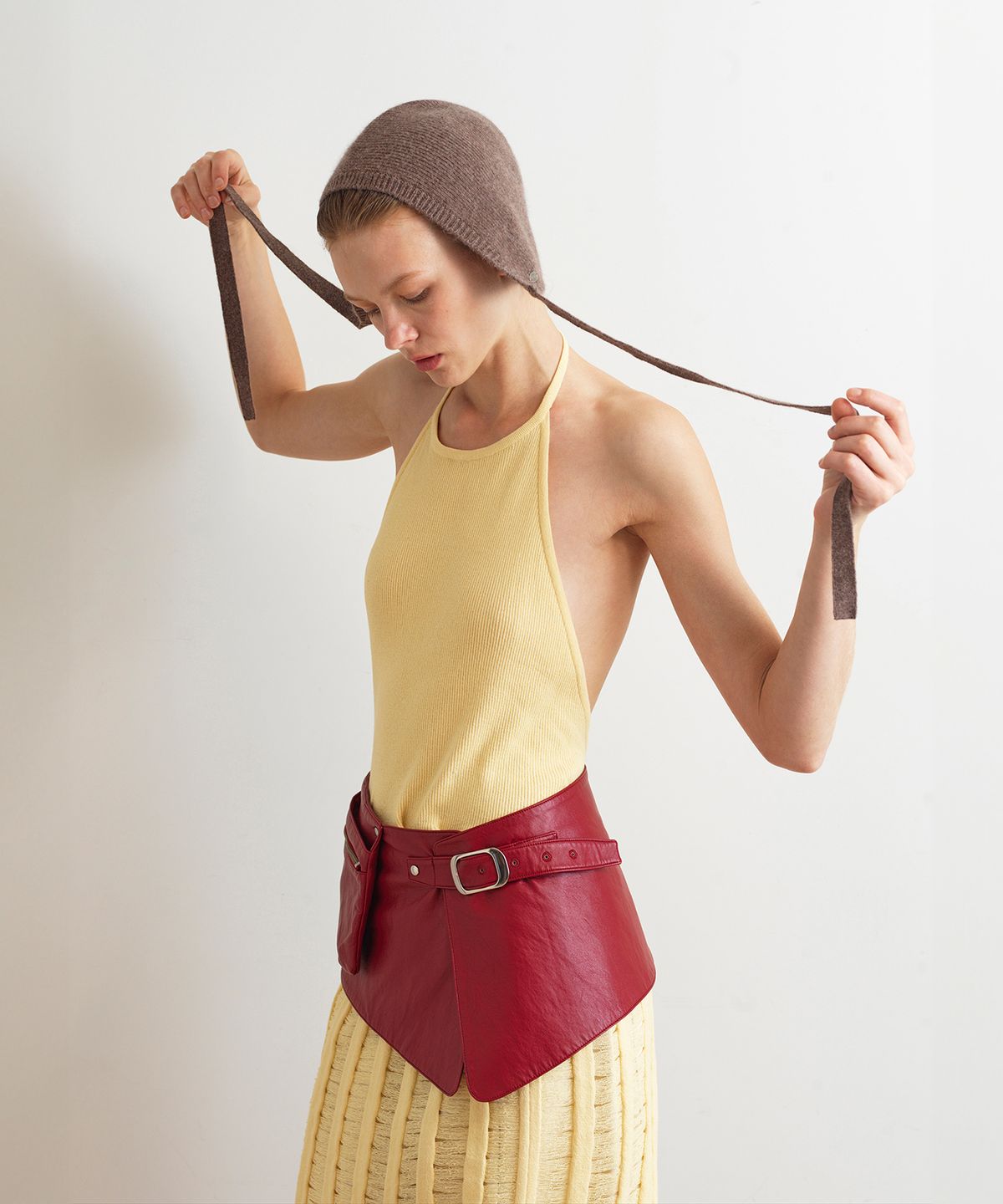아옵트(AOPT) KNIT BONNET - MELANGE BROWN