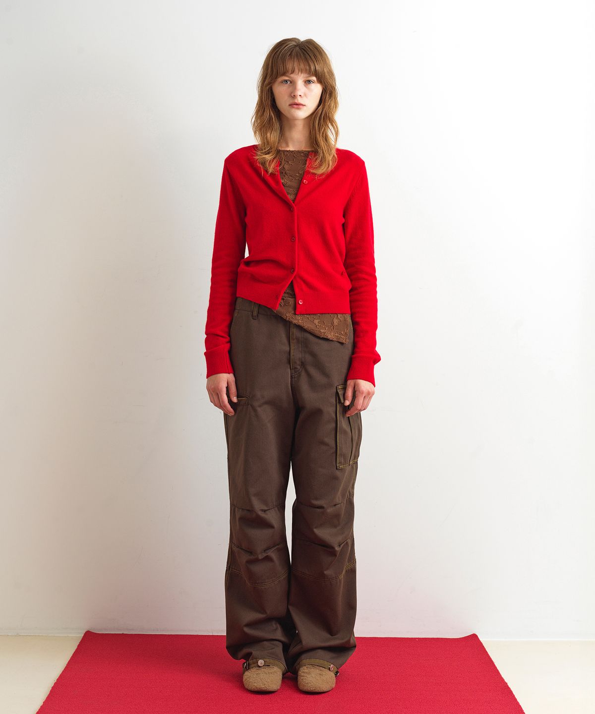 아옵트(AOPT) CARGO DENIM PANTS - KHAKI BROWN