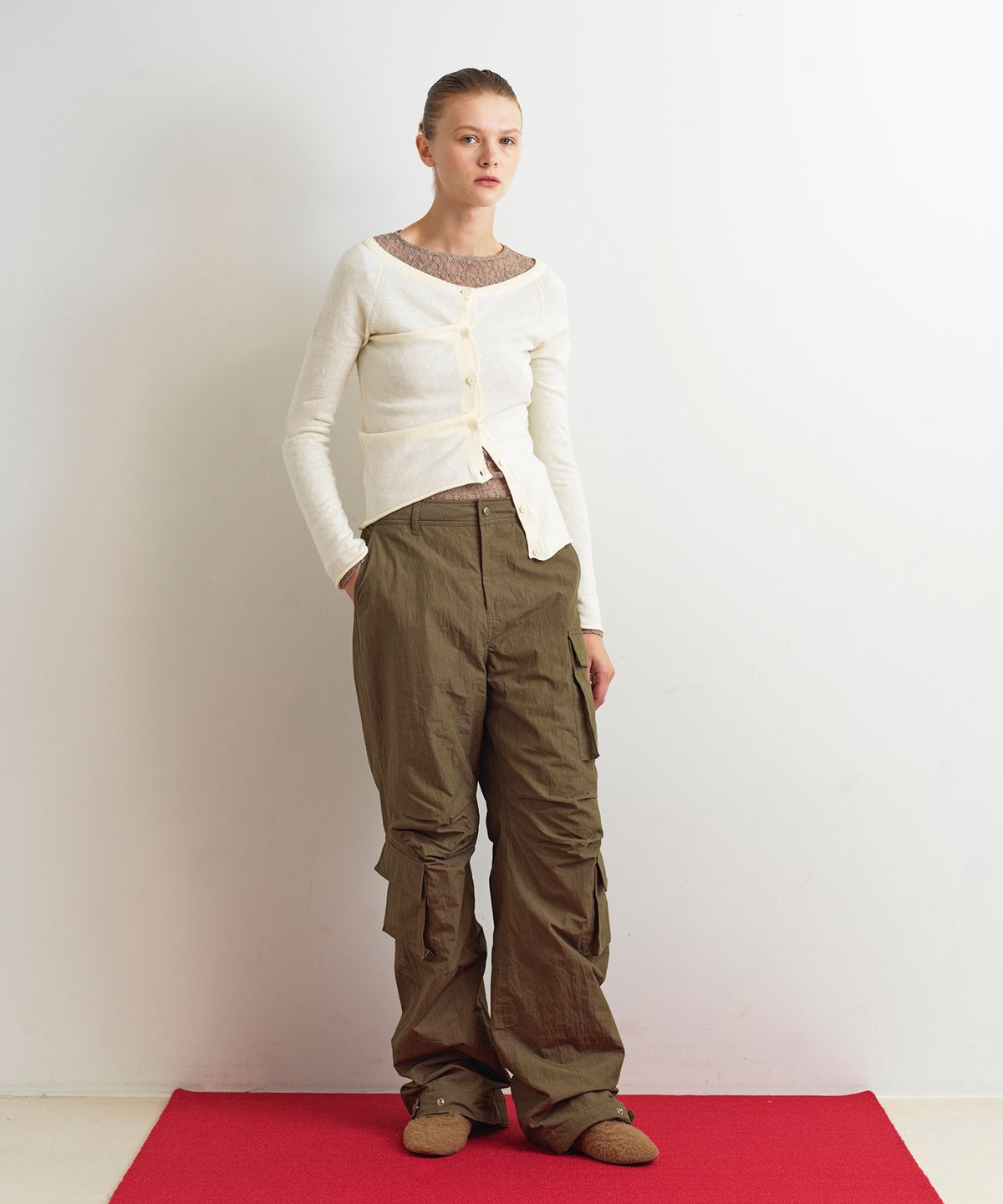 아옵트(AOPT) BOAT NECK TWO WAY CARDIGAN - CREAM