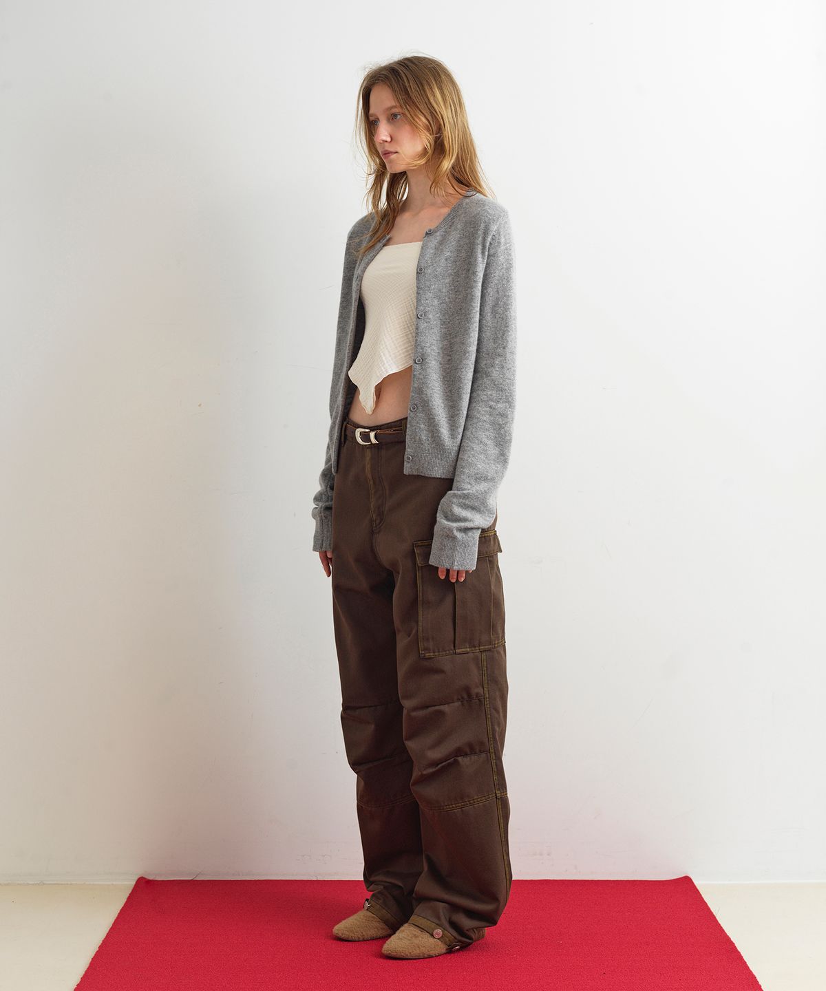 아옵트(AOPT) TWO WAY BUTTON CARDIGAN - GRAY