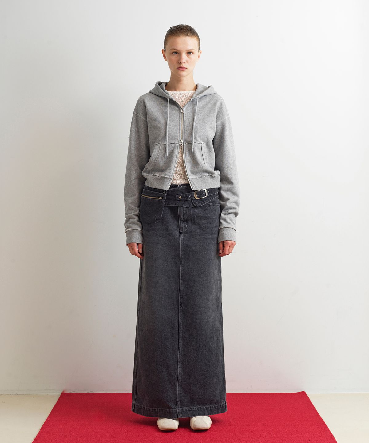 아옵트(AOPT) RAW CUT HOODIE ZIP-UP - GRAY