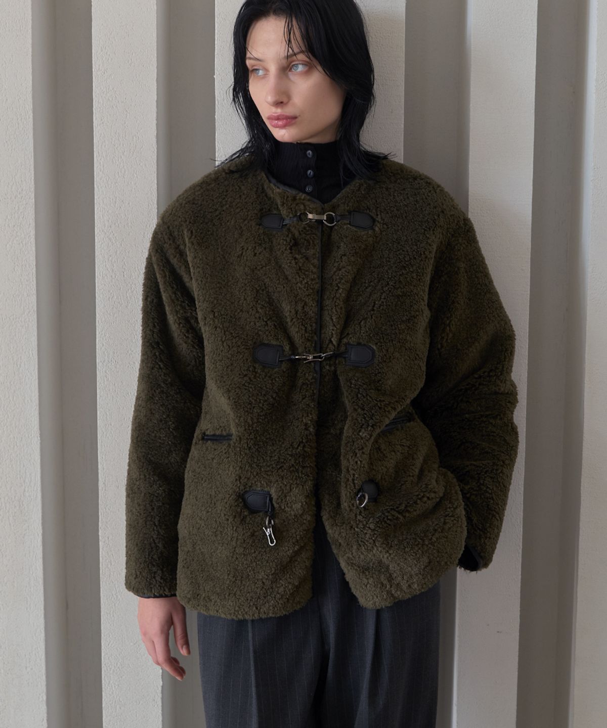 320쇼룸(320SHOWROOM) Superior Toggle Quilted Lining Fur Jacket Khaki