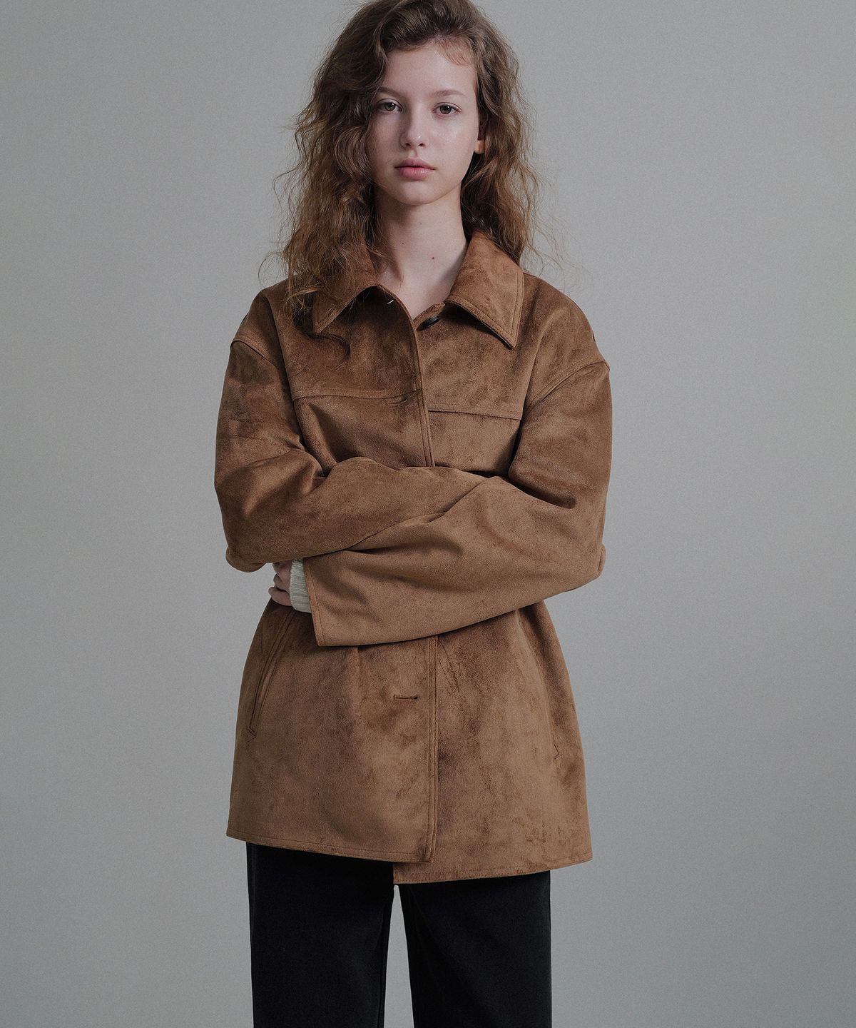 앤니즈(ANDNEEDS) Mila suede half jacket (brown)