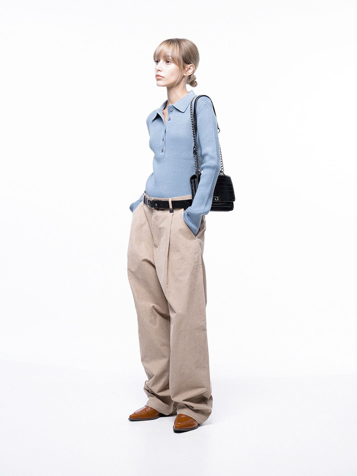 챈세스노이(CHANCE'S NOI) Corduroy One-tuck Wide Pants - Beige /M243PT01BEW
