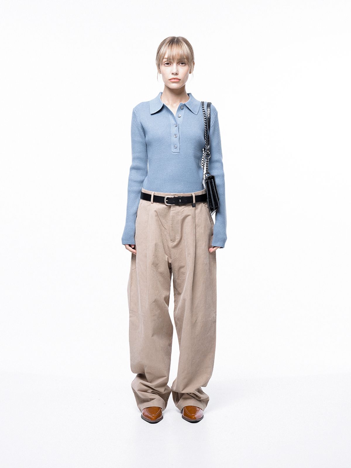 챈세스노이(CHANCE'S NOI) Corduroy One-tuck Wide Pants - Beige /M243PT01BEW