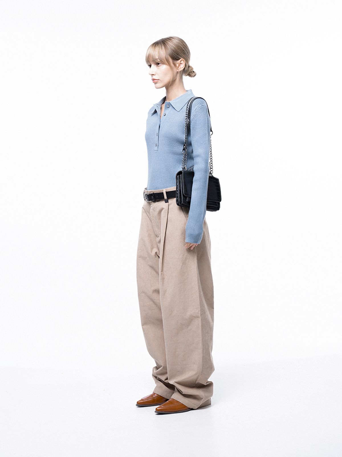 챈세스노이(CHANCE'S NOI) Corduroy One-tuck Wide Pants - Beige /M243PT01BEW
