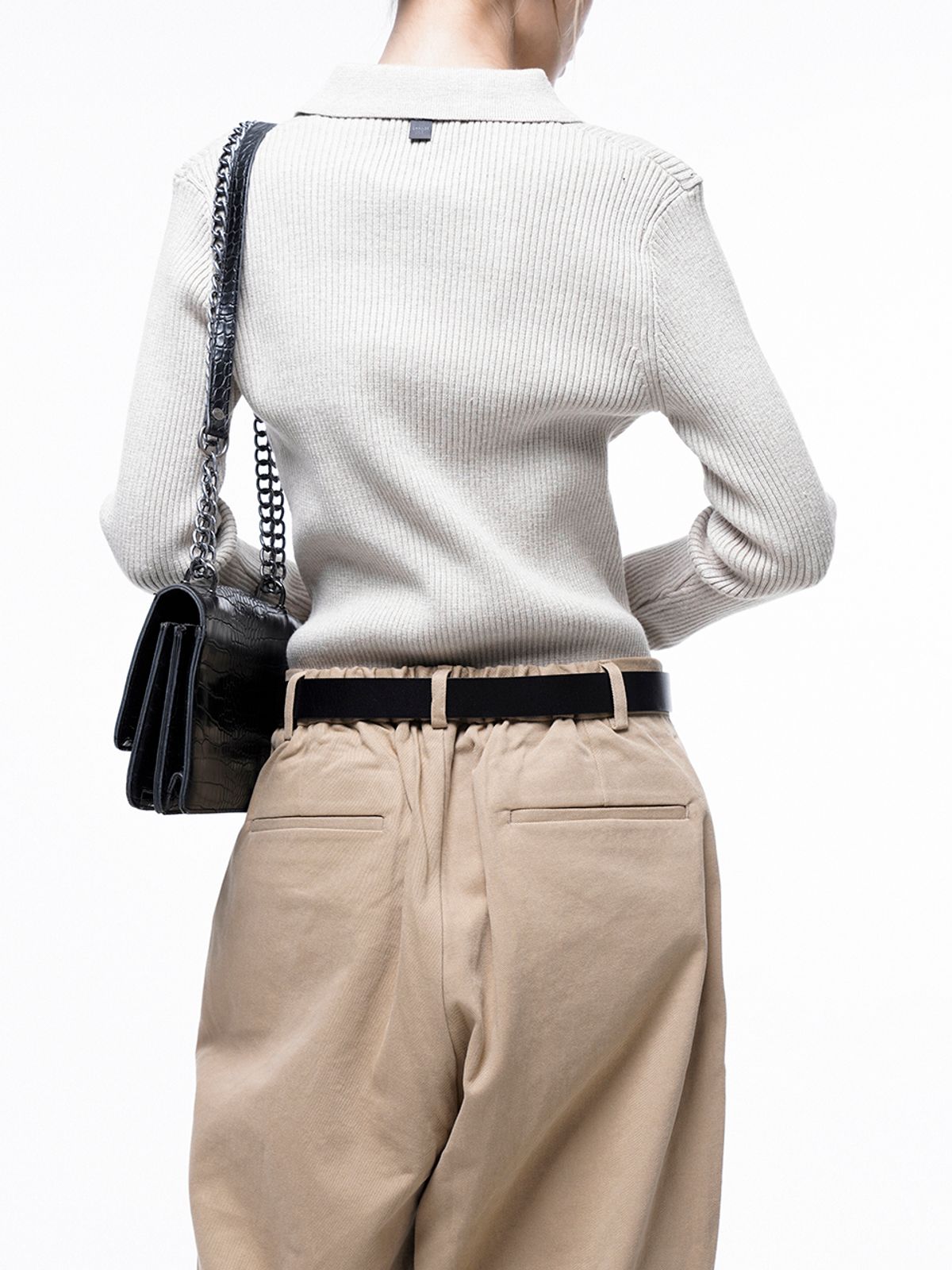 챈세스노이(CHANCE'S NOI) Side Tuck Wide Cotton Slacks - Beige /M243PT04BEW