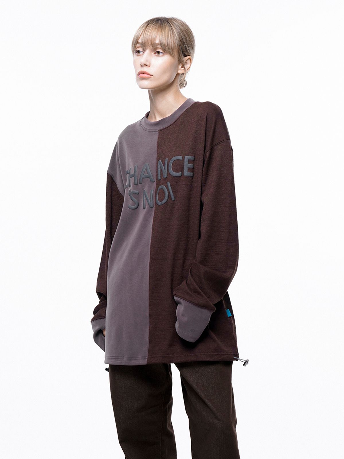 챈세스노이(CHANCE'S NOI) Snoi Reverse Slev Crew-neck Sweat - Brown /M243MT01BRW