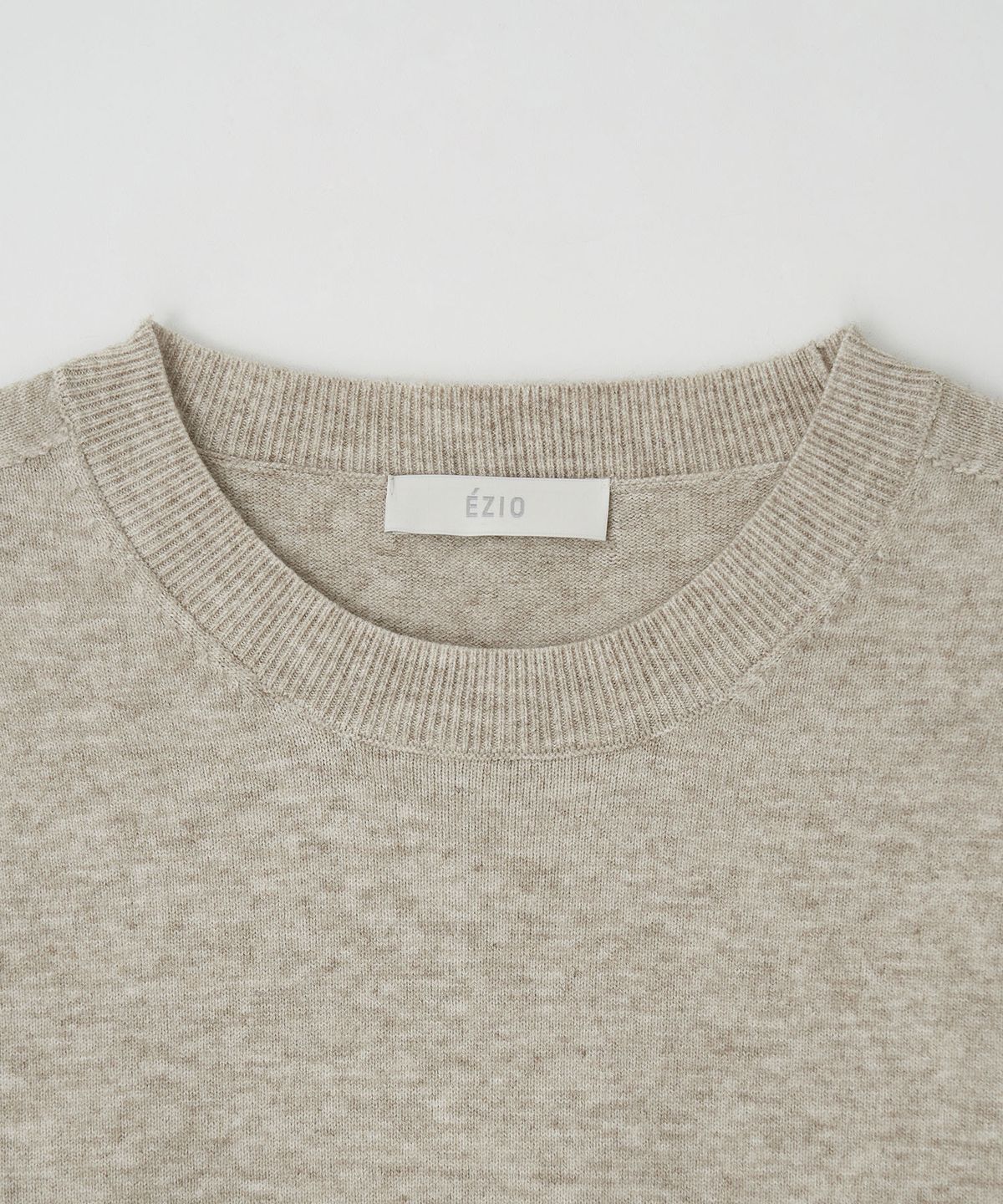 이지오(EZIO) Wholegarment Cashlike Round Knit_Beige