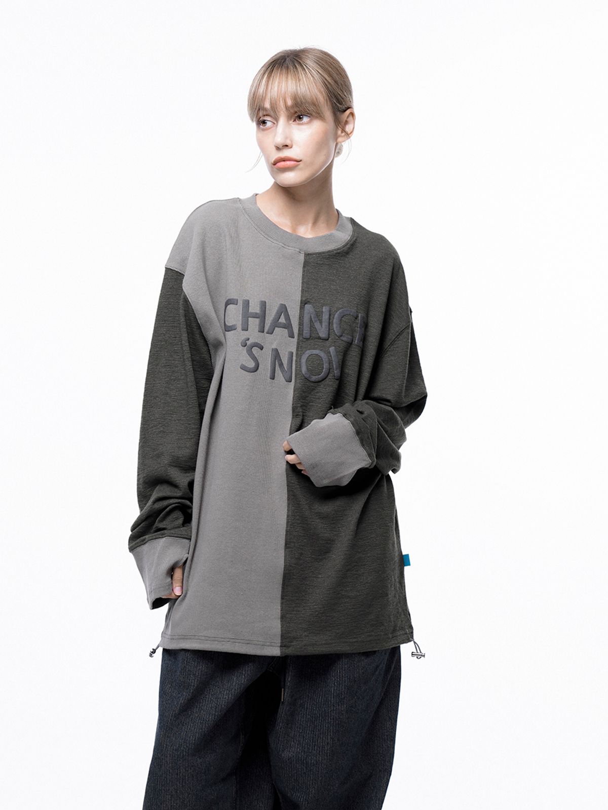 챈세스노이(CHANCE'S NOI) Snoi Reverse Rib Crew Neck Sweat - Khaki Beige /M243MT02BEW