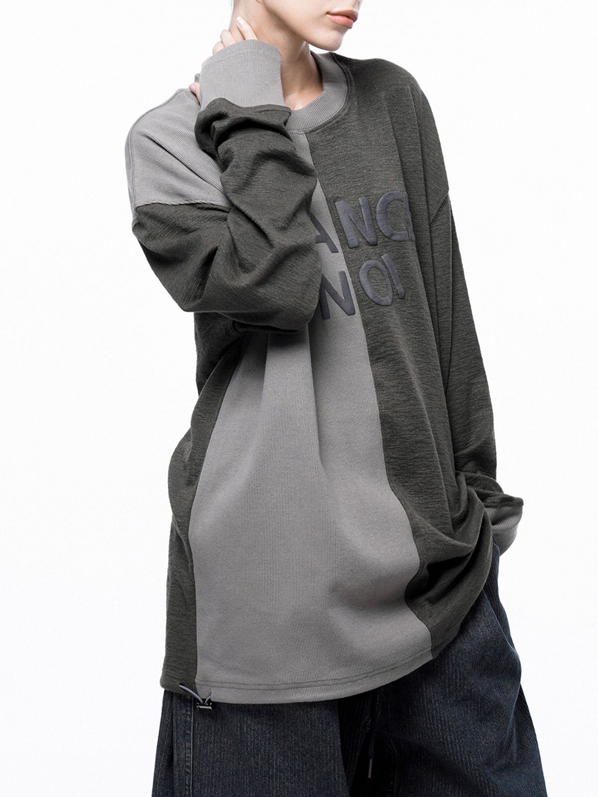 챈세스노이(CHANCE'S NOI) Snoi Reverse Rib Crew Neck Sweat - Khaki Beige /M243MT02BEW